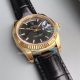 Swiss Replica Rolex Day-Date Yellow Gold Watch Black Dial Black Leather 36MM (3)_th.jpg